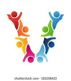 Vector Alphabet Teamwork Letter V