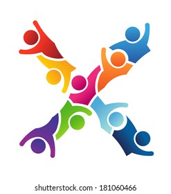 Vector Alphabet Teamwork Letter X