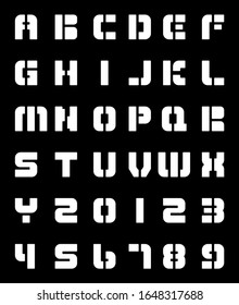 Vector Alphabet text white  with numbers
