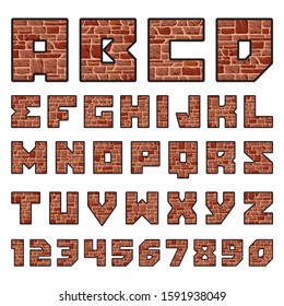 vector alphabet with the texture of stone wall