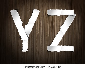 Vector alphabet of torn paper 