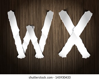 Vector alphabet of torn paper 