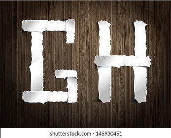 Vector alphabet of torn paper 