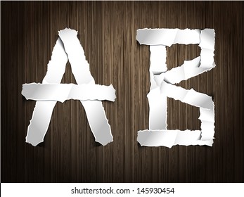 Vector alphabet of torn paper 
