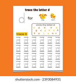  vector alphabet tracing worksheet with letter and vocabulary