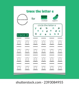  vector alphabet tracing worksheet with letter and vocabulary