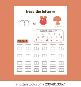  Vektor-Alphabet-Ablaufblatt mit Buchstaben und Vokabeln