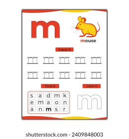  hoja de cálculo de seguimiento del alfabeto vector con letra y vocabulario