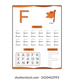  vector alphabet tracing worksheet with letter and vocabulary