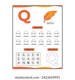  vector alphabet tracing worksheet with letter and vocabulary