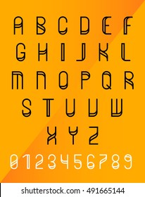 Vector alphabet typeset lettering. Letters and numbers on background