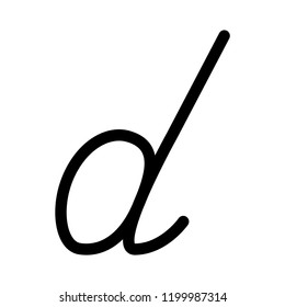 Vector alphabet, typography. Handwritten font, black on white. d letter