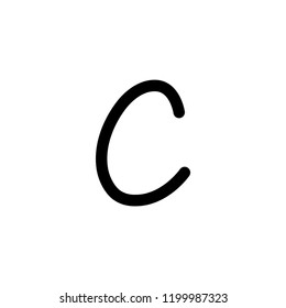 Vector alphabet, typography. Handwritten font, black on white. c letter