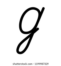Vector alphabet, typography. Handwritten font, black on white. g letter