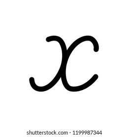 Vector alphabet, typography. Handwritten font, black on white. x letter