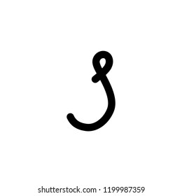 Vector alphabet, typography. Handwritten font, black on white. s letter