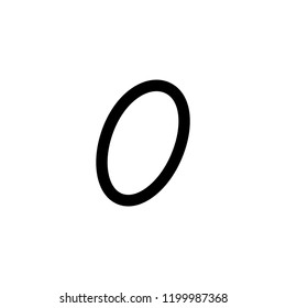 Vector alphabet, typography. Handwritten font, black on white. o letter