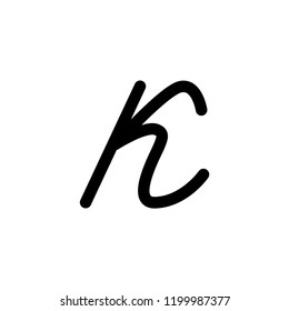 Vector alphabet, typography. Handwritten font, black on white. k letter