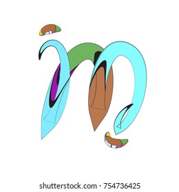 Vector Alphabet Typography Logo and Icon with Cartoon Curvy Style