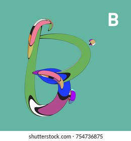 Vector Alphabet Typography Logo and Icon with Cartoon Curvy Style
