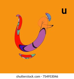 Vector Alphabet Typography Logo and Icon with Cartoon Curvy Style