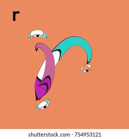 Vector Alphabet Typography Logo and Icon with Cartoon Curvy Style