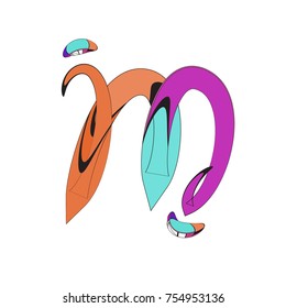 Vector Alphabet Typography Logo and Icon with Cartoon Curvy Style
