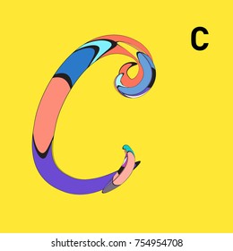Vector Alphabet Typography Logo and Icon with Cartoon Curvy Style