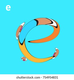 Vector Alphabet Typography Logo and Icon with Cartoon Curvy Style