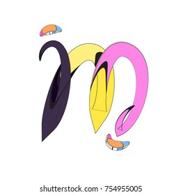 Vector Alphabet Typography Logo and Icon with Cartoon Curvy Style