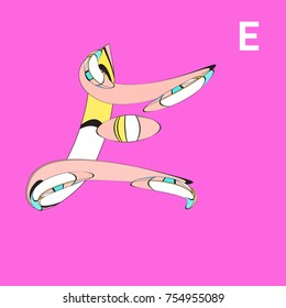Vector Alphabet Typography Logo and Icon with Cartoon Curvy Style