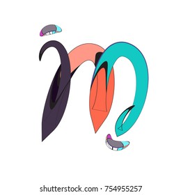 Vector Alphabet Typography Logo and Icon with Cartoon Curvy Style