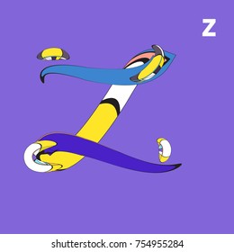 Vector Alphabet Typography Logo and Icon with Cartoon Curvy Style