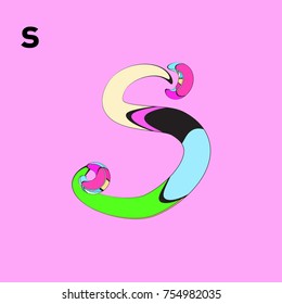 Vector Alphabet Typography Logo letter with Cartoon Curvy Style