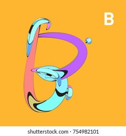 Vector Alphabet Typography Logo letter with Cartoon Curvy Style