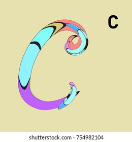 Vector Alphabet Typography Logo letter with Cartoon Curvy Style