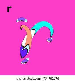 Vector Alphabet Typography Logo letter with Cartoon Curvy Style