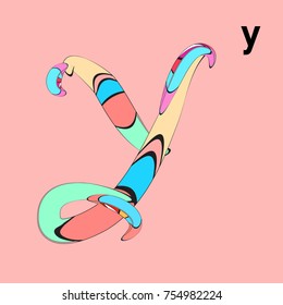 Vector Alphabet Typography Logo letter with Cartoon Curvy Style