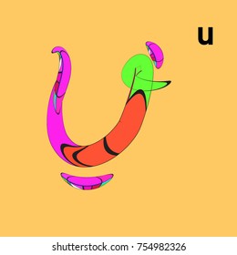 Vector Alphabet Typography Logo letter with Cartoon Curvy Style