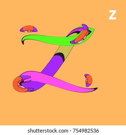 Vector Alphabet Typography Logo letter with Cartoon Curvy Style