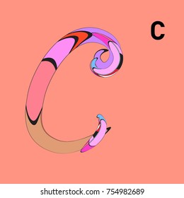 Vector Alphabet Typography Logo letter with Cartoon Curvy Style