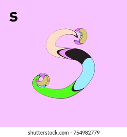 Vector Alphabet Typography Logo letter with Cartoon Curvy Style