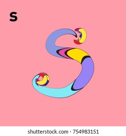 Vector Alphabet Typography Logo letter with Cartoon Curvy Style