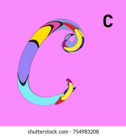 Vector Alphabet Typography Logo letter with Cartoon Curvy Style