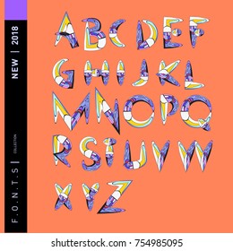 Vector Alphabet Typography Logo letter  with Cartoon Curvy Style