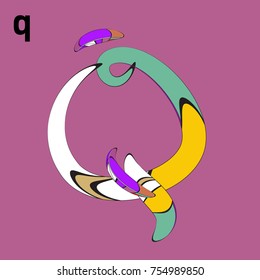 Vector Alphabet Typography Logo letter  with Cartoon Curvy Style