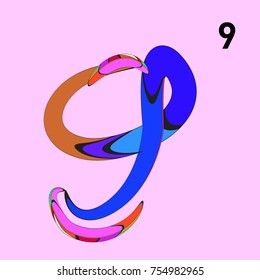 Vector Alphabet Typography Logo number with Cartoon Curvy Style