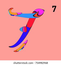 Vector Alphabet Typography Logo number with Cartoon Curvy Style