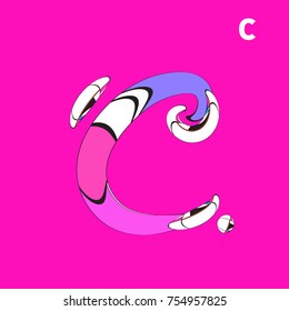Vector Alphabet Typography Logo and Symbol letter with Cartoon Curvy Style