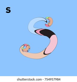 Vector Alphabet Typography Logo and Symbol letter with Cartoon Curvy Style